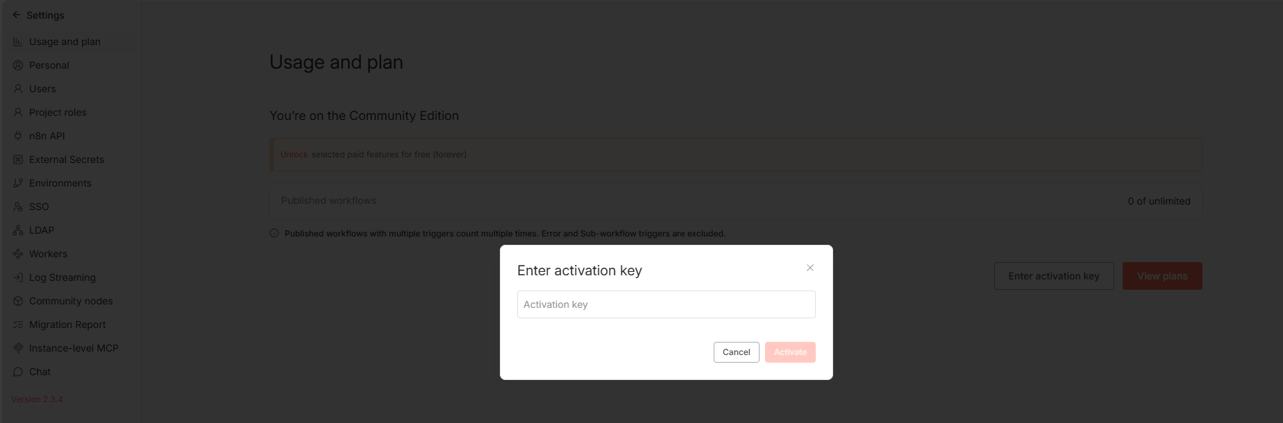 Enter activation key
